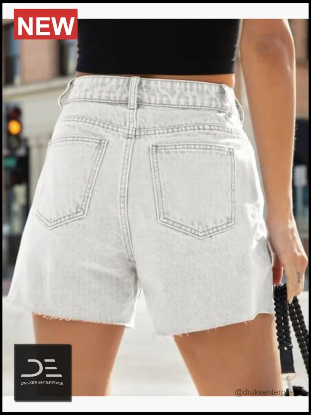 High Waisted Baggy Raw Hem Mom Jean Shorts Summer Stretchy Straight Leg Denim
